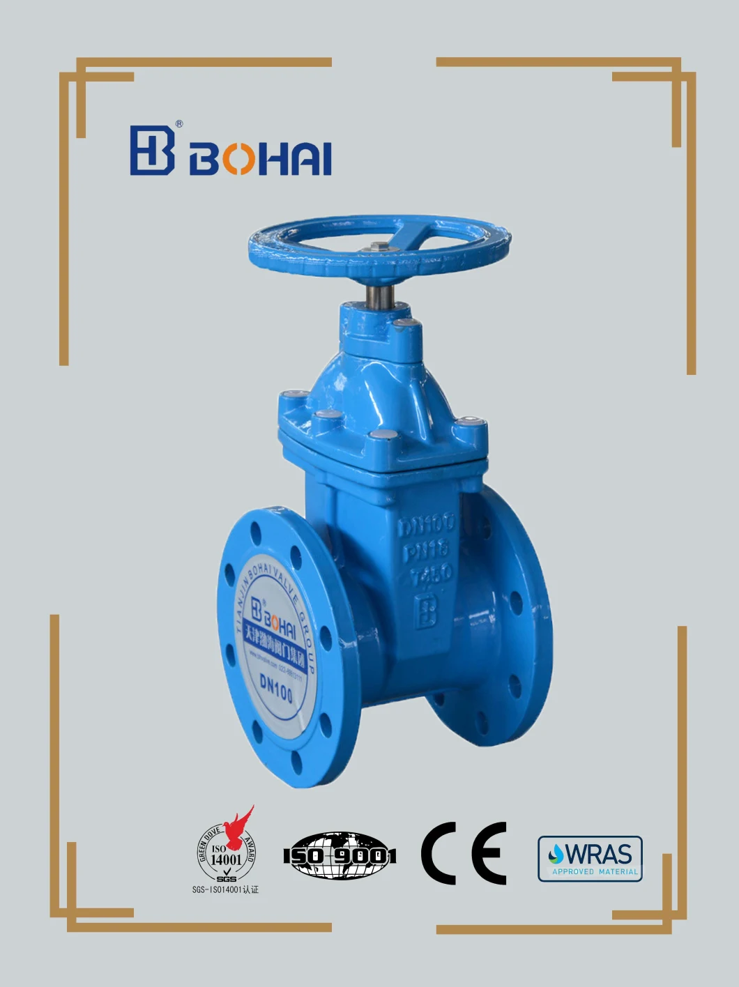 DIN F4 Double Flanged Resilient Seat Sluice Water Gate Valve