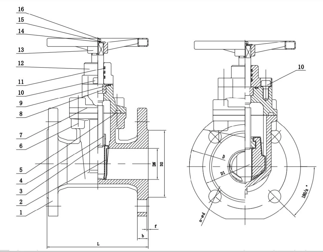 DIN F4 Double Flanged Resilient Seat Sluice Water Gate Valve